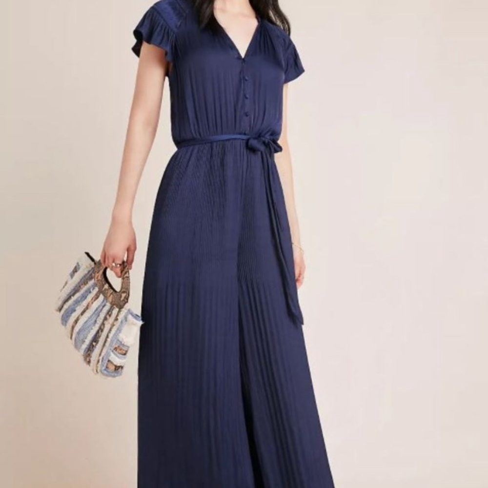 Anthro. Navy jumpsuit